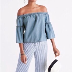 Madewell Blue Off-Shoulder Top